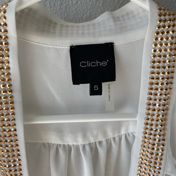 3/$20 White sheer tank top with rhinestones - Picture 3 of 3